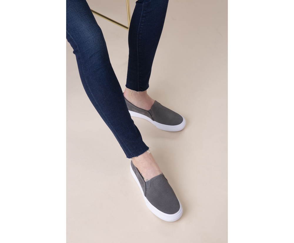 Keds Slip Ons Grey - Double Decker Suede - Womens RAPJOQ-543